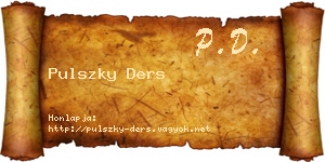Pulszky Ders névjegykártya